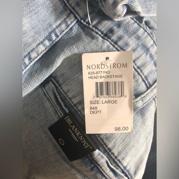 NWT Blank NYC Head Backstage Soft Denim Romper in Light Acid Wash - Size L - Picture 6 of 7